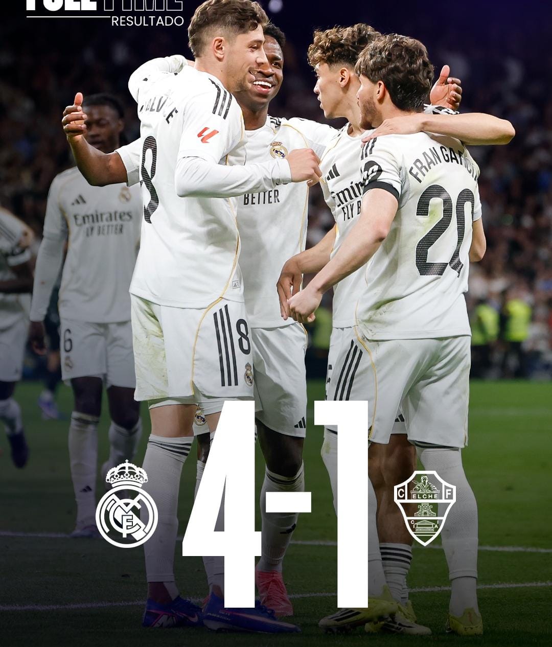 REAL MADRID VENCE ELCHE E CONTINUA NA LUTA PELA LIDERANÇA DA LA LIGA